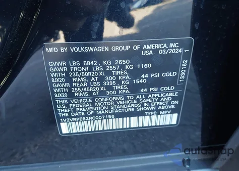 2024 Volkswagen Id.4 Pro S from USA, damaged, VIN 1V2VRPE82RC007156